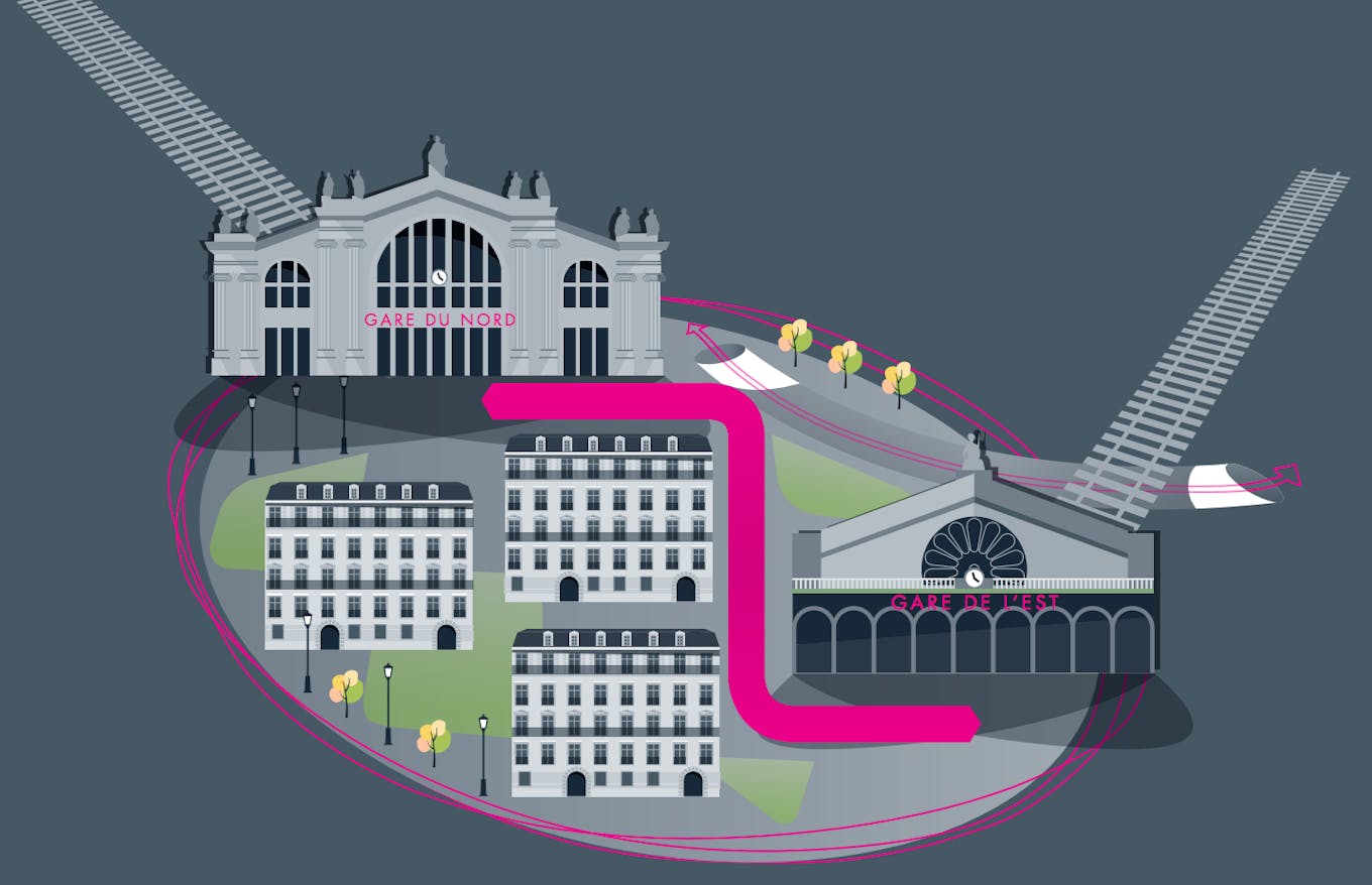 Infographie : Tracé de la liaison entre la Gare du nord et de l'est