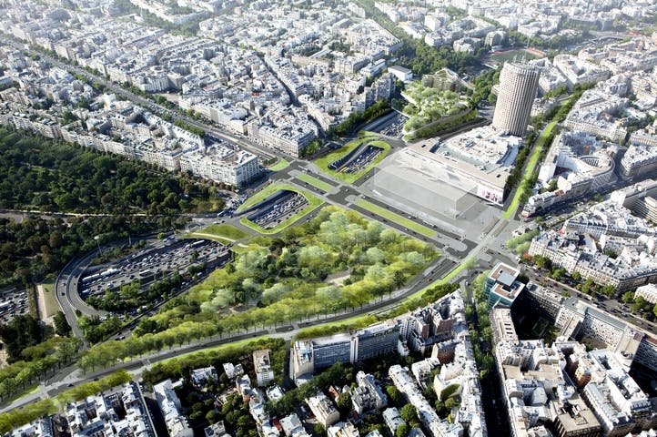 Vue d'en haut, Porte Maillot futur nœud de transport majeur de l'ouest de Paris