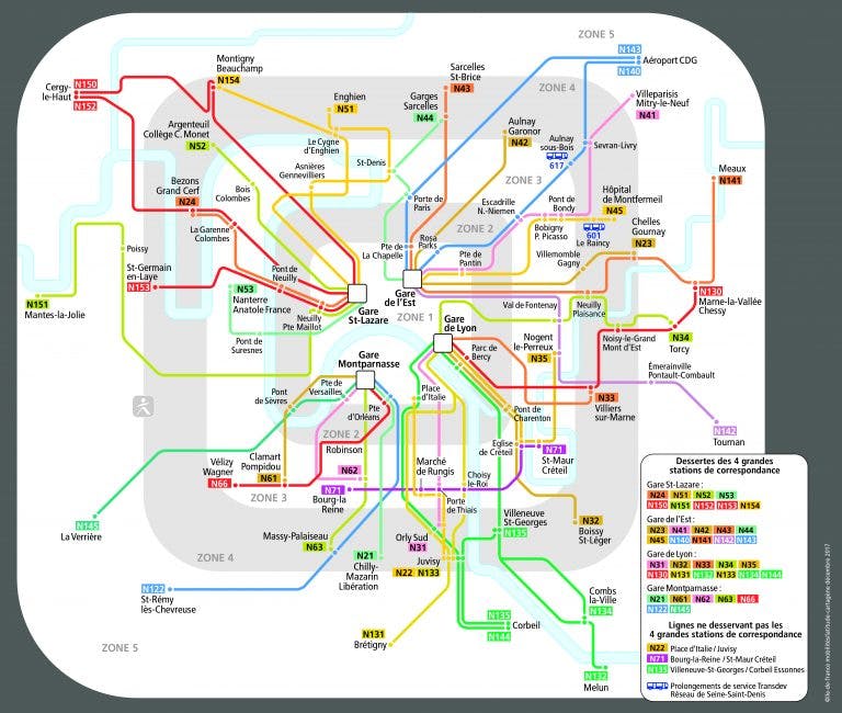 Tracé des bus de nuit