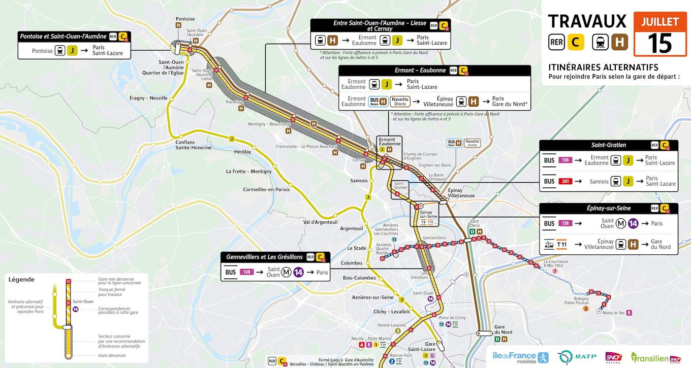 Map of recommended alternative routes
