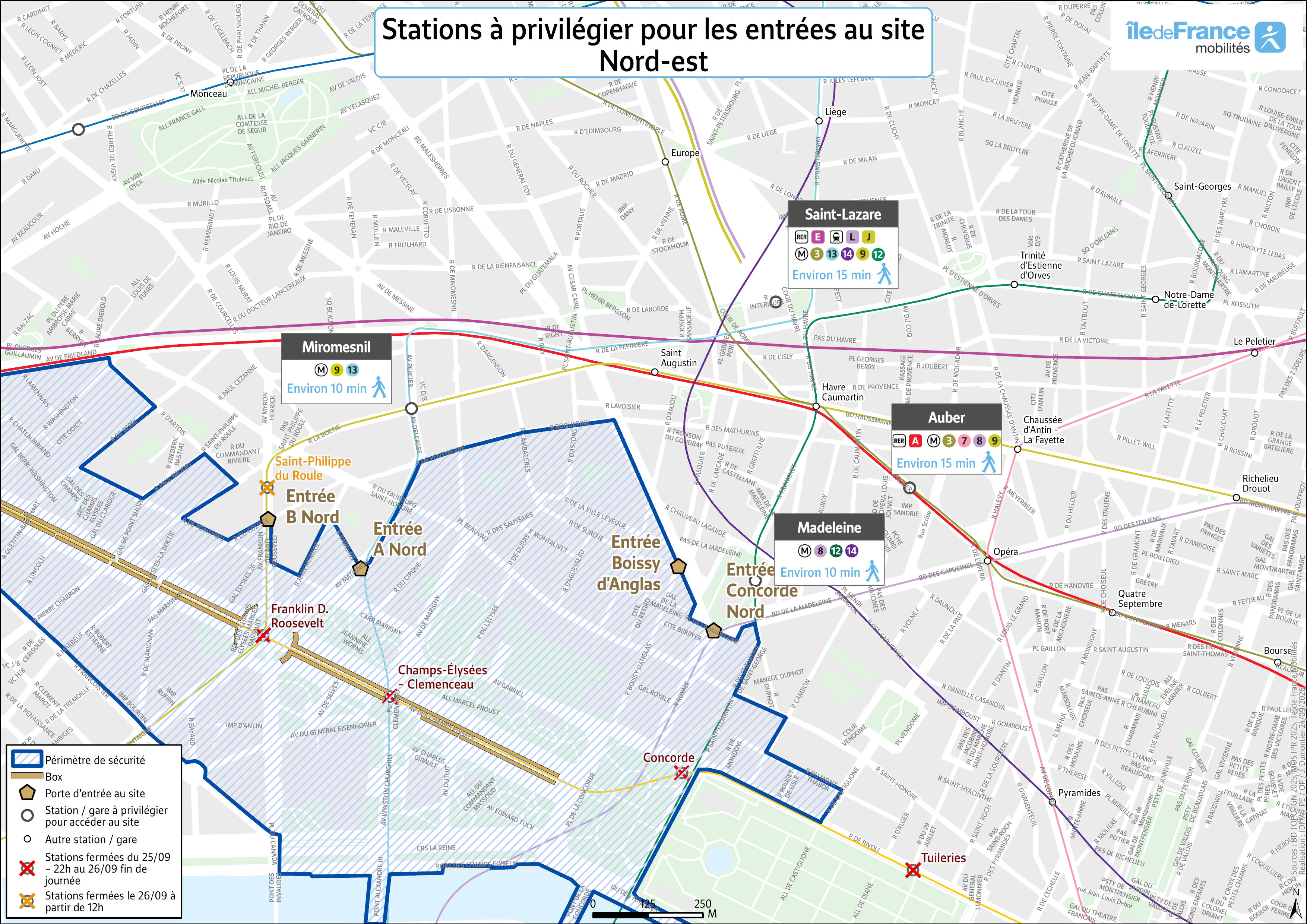 Accès Nord-Est : stations conseillées pour accéder à la messe