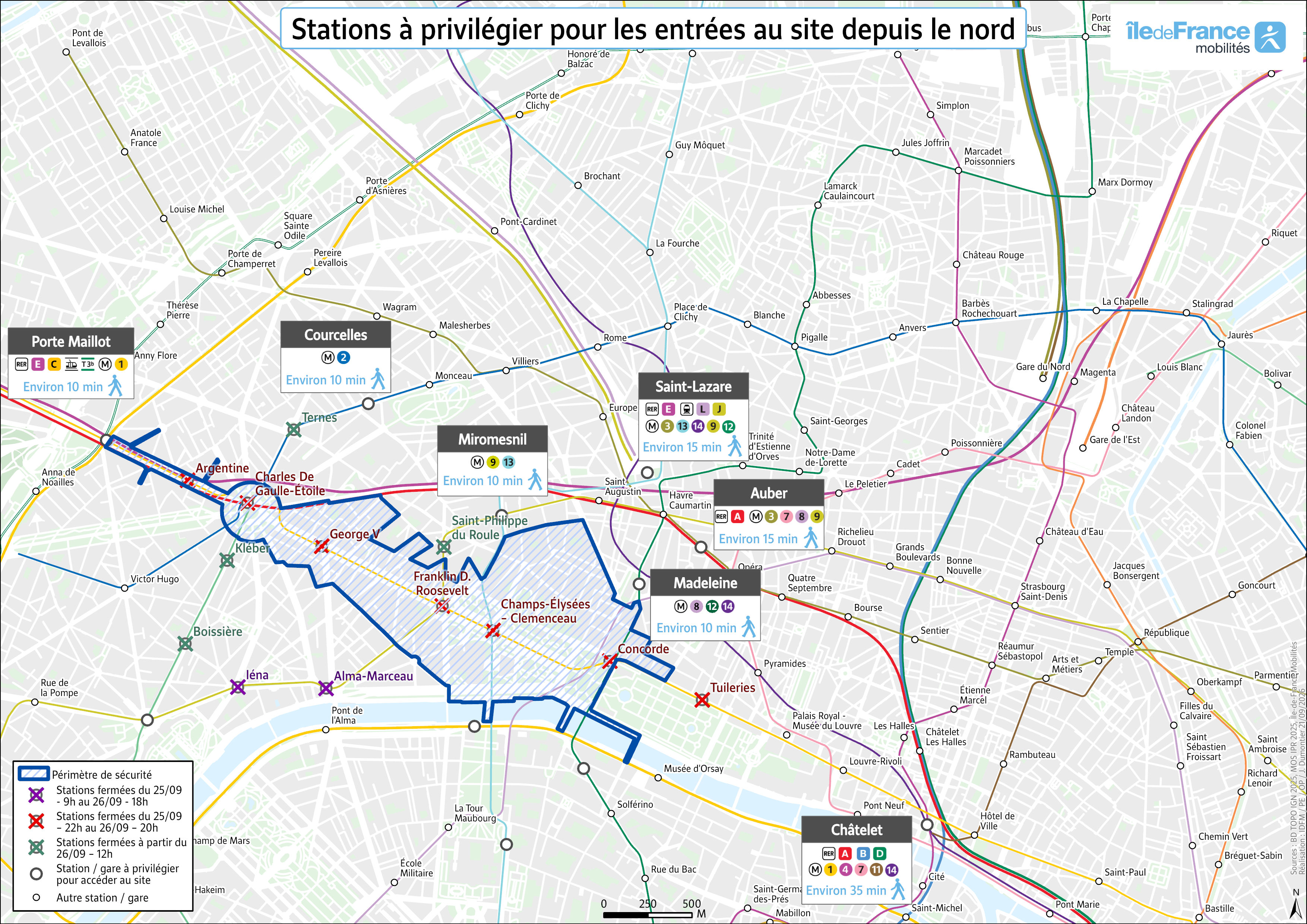 North access: recommended stations to access the mass