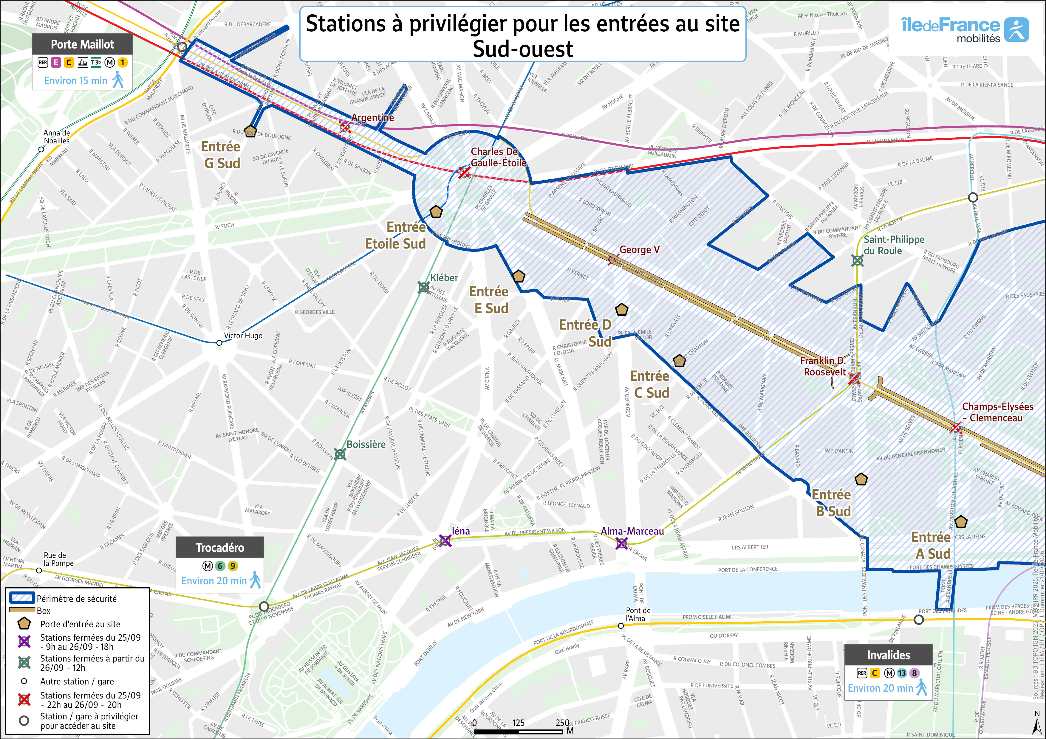 South-West access: recommended stations to access the mass