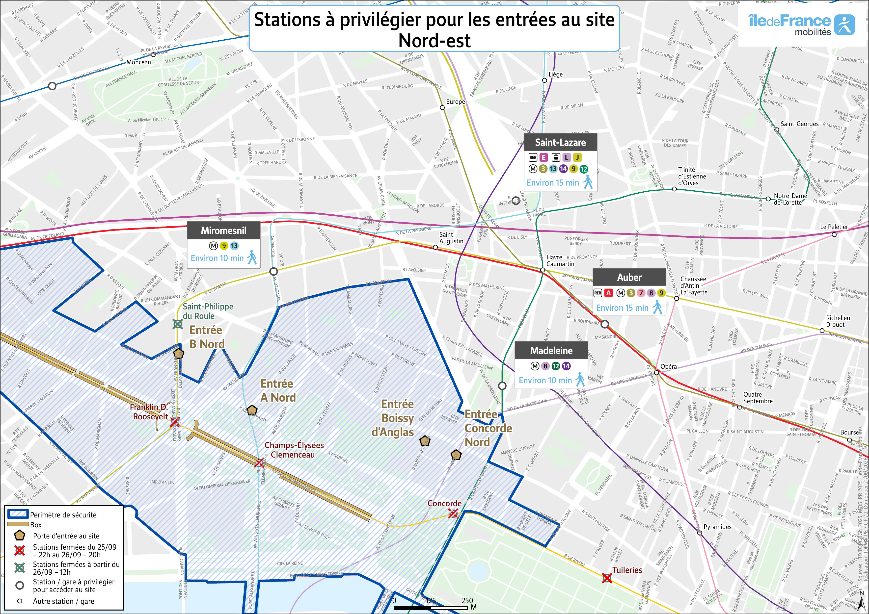 North-East access: recommended stations to access the mass