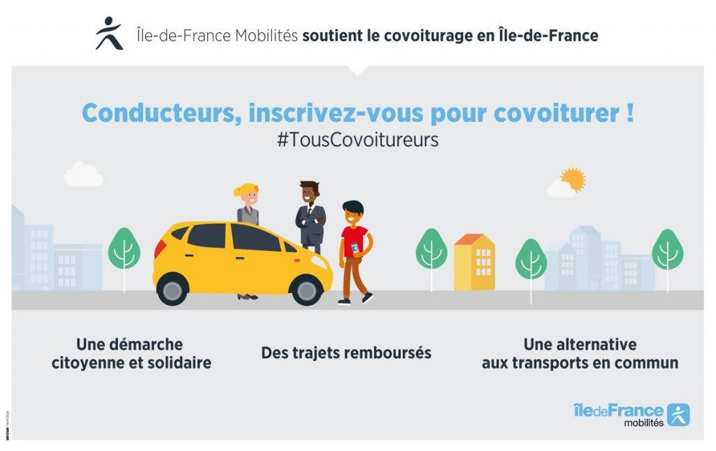 Infographie : Île-de-France Mobilités soutien le covoiturage