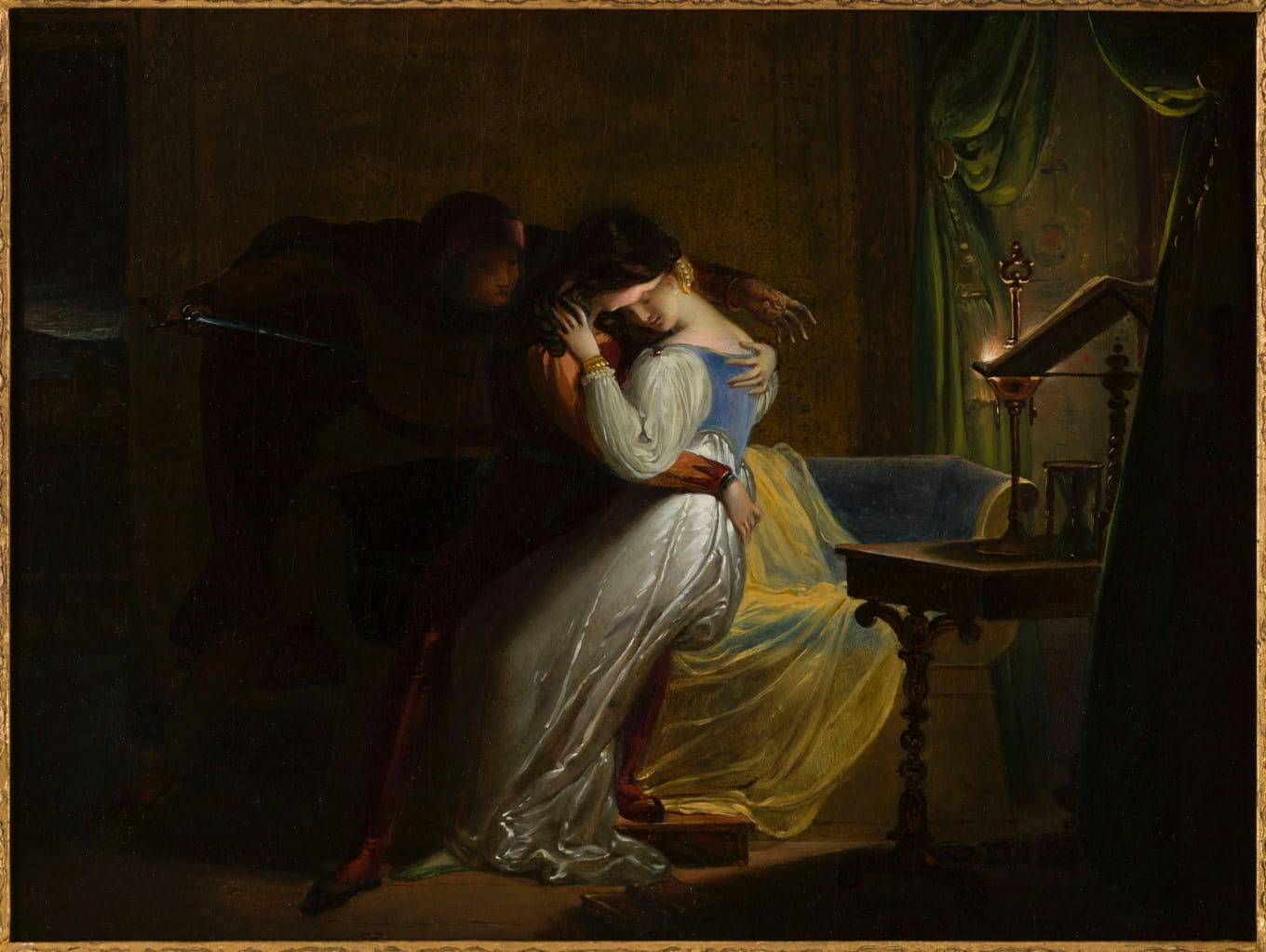 Pierre Delorme, Poalo et Francesca, huile sur toile, vers 1820. L'une des oeuvres à découvrir à la collection permanente du Musée de la Vie Romantique.