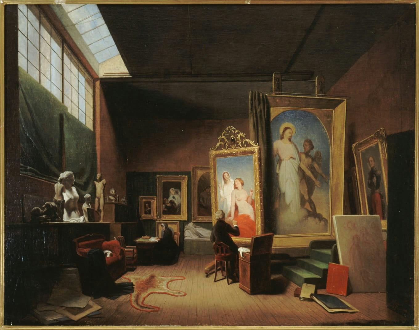 Arie Johannes Lamme, Atelier d'Ary Scheffer, rue Chaptal, 1856, huile sur toile. L'une des oeuvres à découvrir à la collection permanente du Musée de la Vie Romantique.