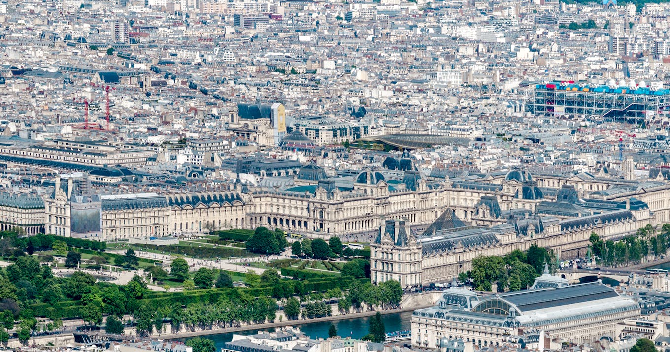 The Louvre Museum seen from the sky © zefart