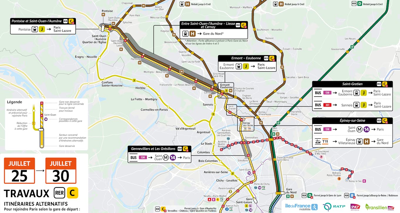 Map of recommended alternative routes