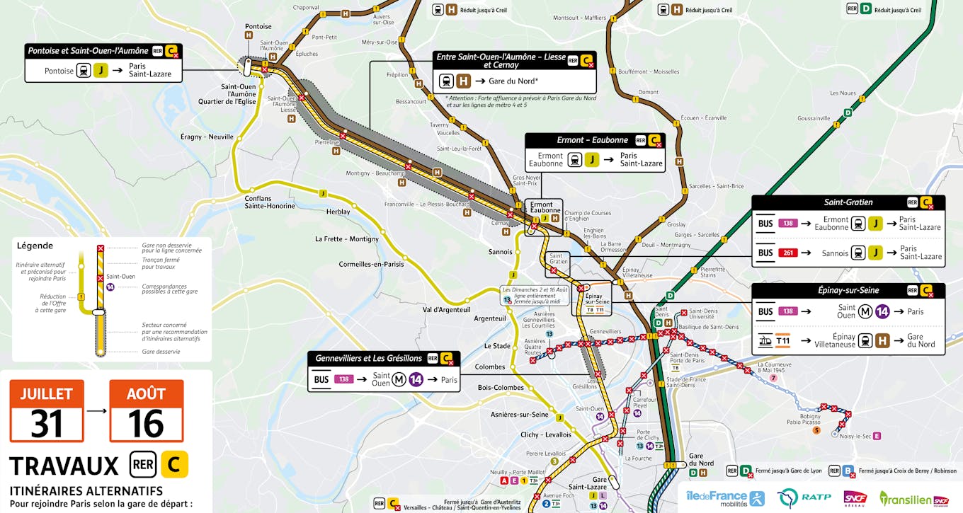 Map of recommended alternative routes