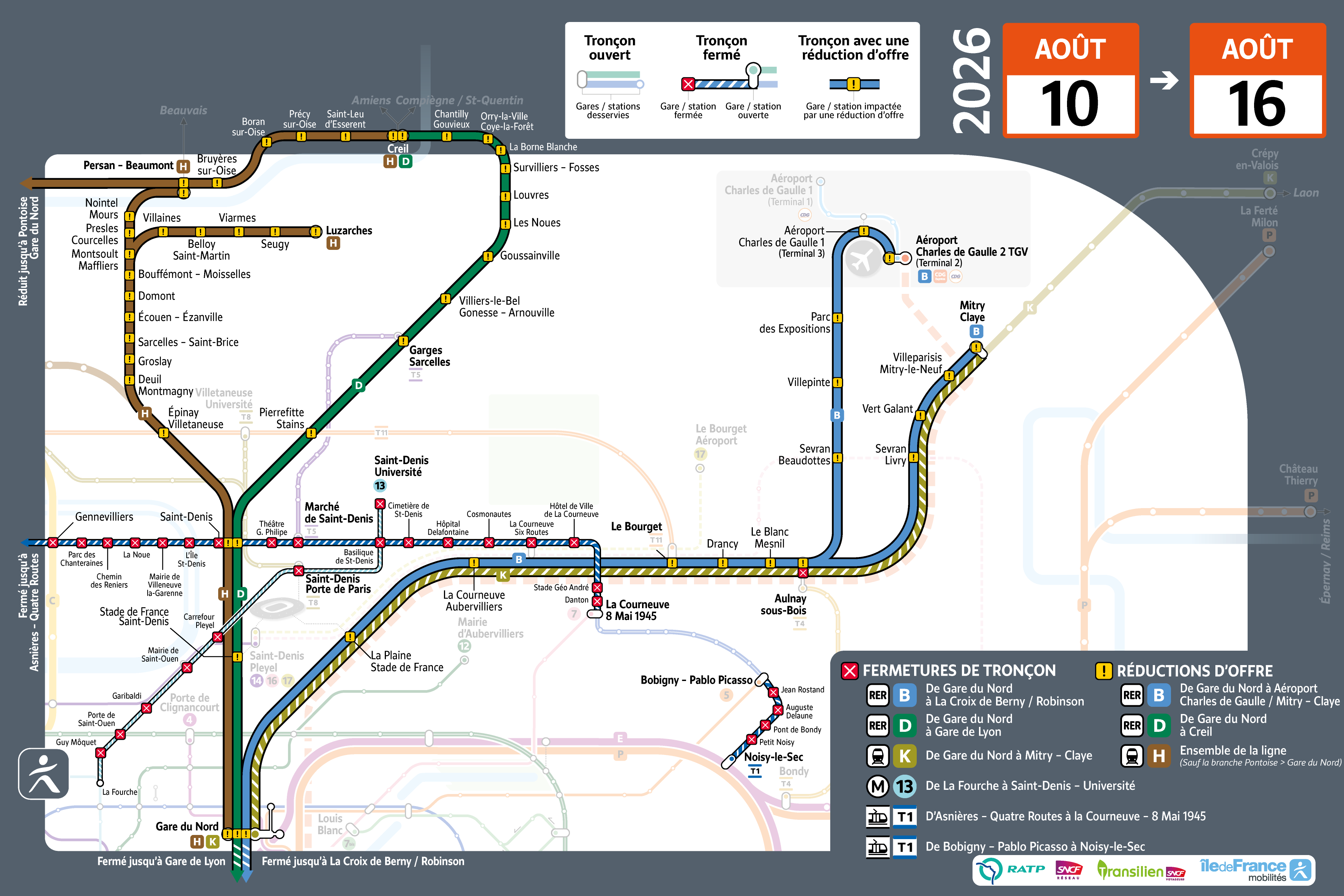 Map of closed sections and offer discounts
