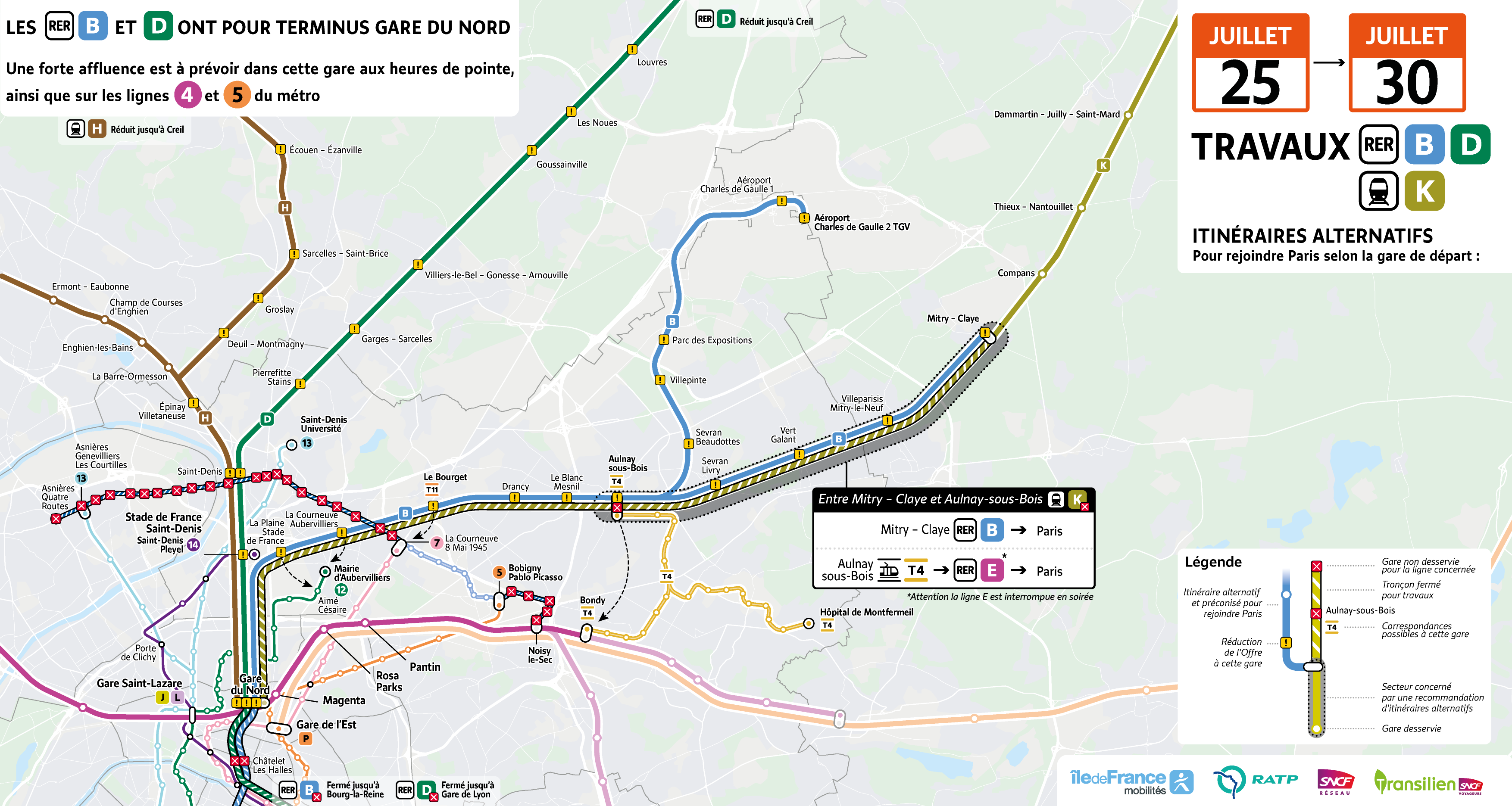 Map of recommended alternative routes