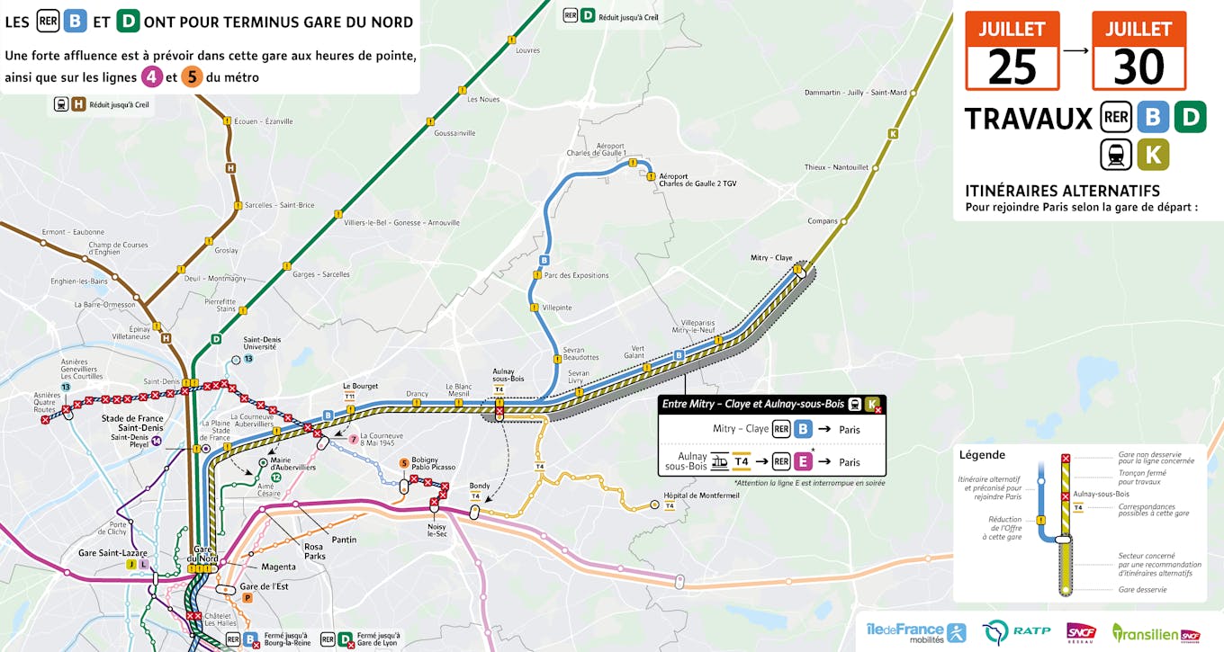 Map of recommended alternative routes