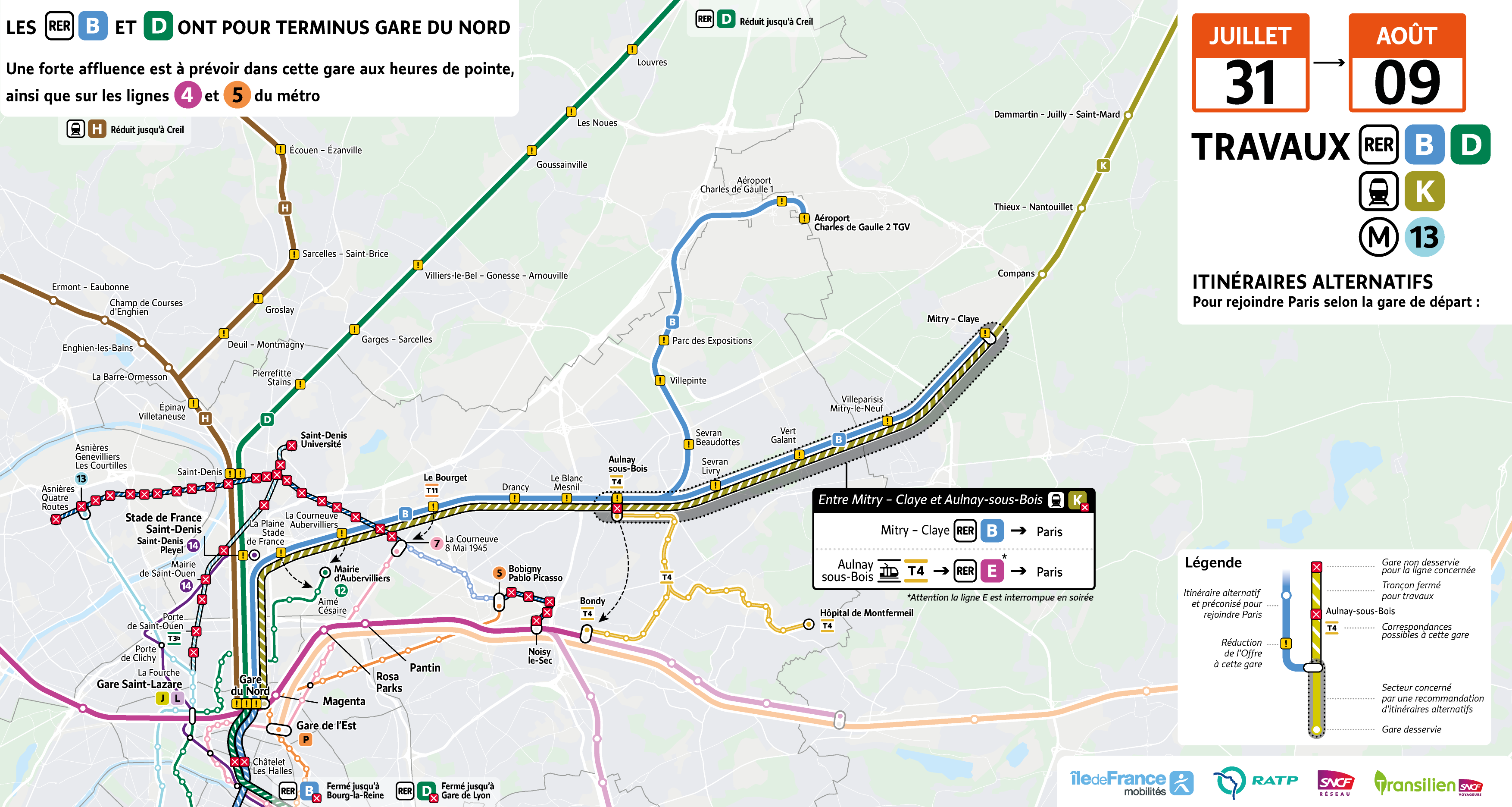 Map of recommended alternative routes