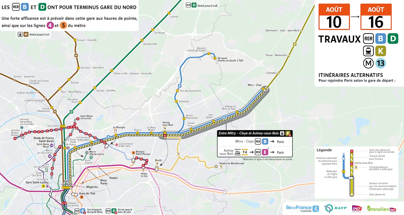Map of recommended alternative routes