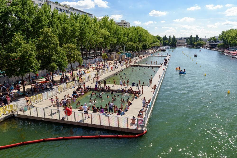 Schwimmen am Canal de l'Ourcq