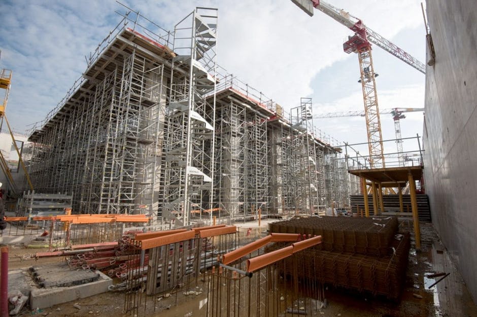 Bâtiment du futur centre de remisage est en cours de construction