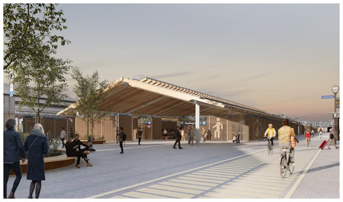 Le futur Parking Vélos Île-de-France Mobilités de la Gare du Nord à Paris - Crédits : architecte AREP / graphiste Jeudi Wang