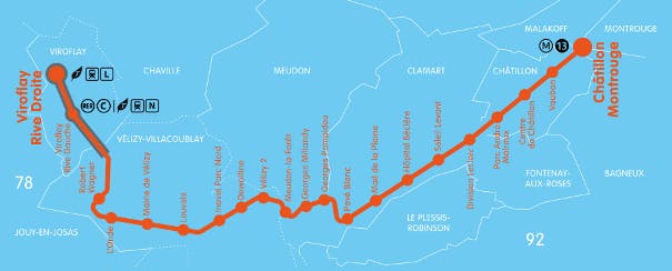 Tracé de la ligne du tram 6