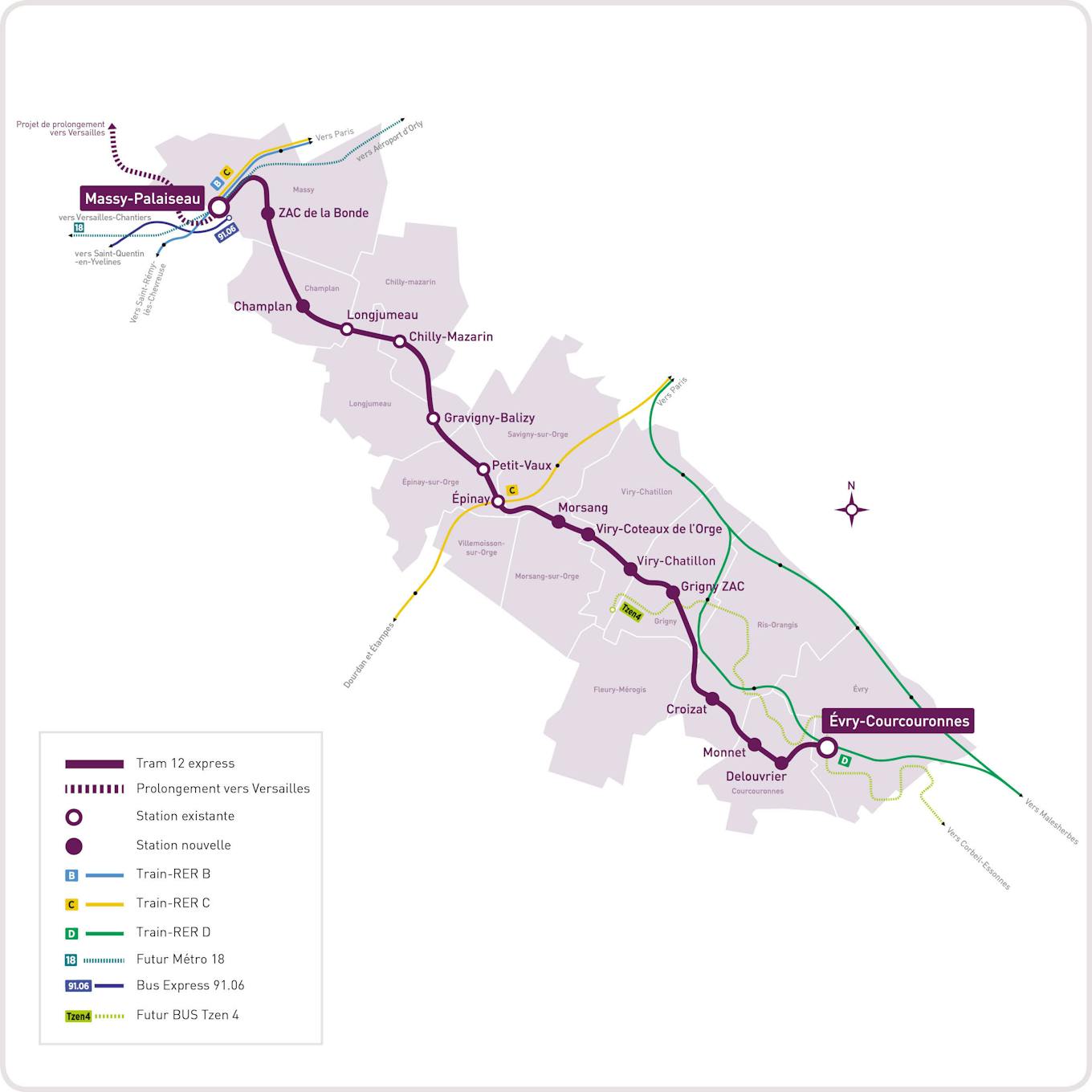 Le tracé de la ligne du Tram 12