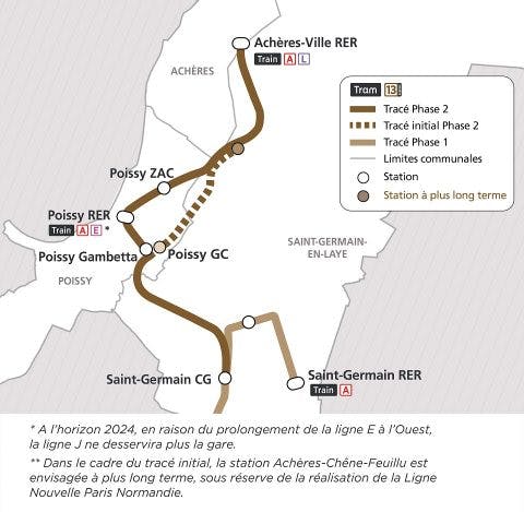 Infographie : Tracé du Tram 13 dans les Yvelines