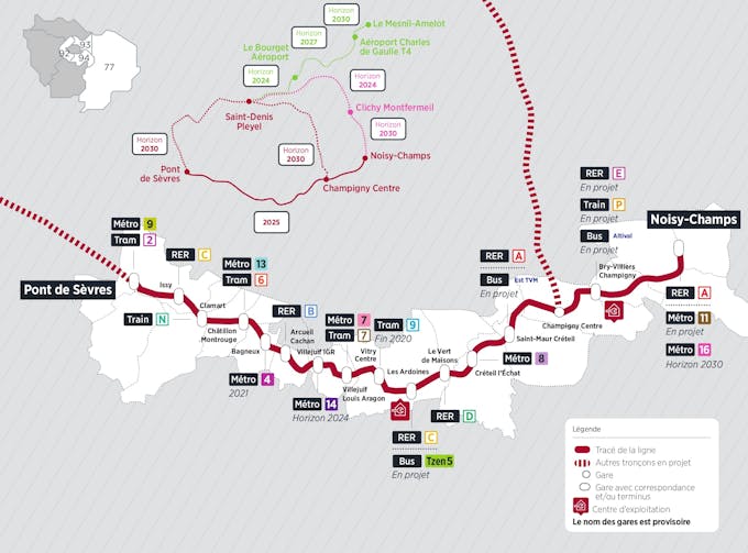 Plan de la ligne 15 sud