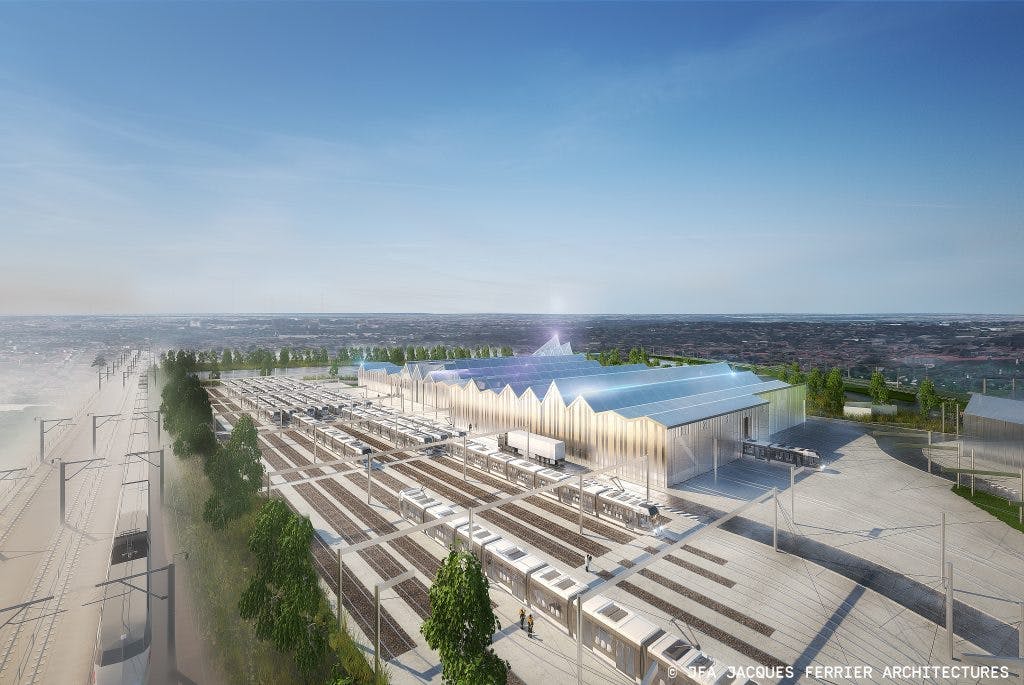 Perspective sur le site de maintenance et de Remisage du Tram 9