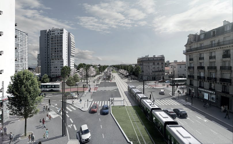 Perspective sur le passage du Tram 9