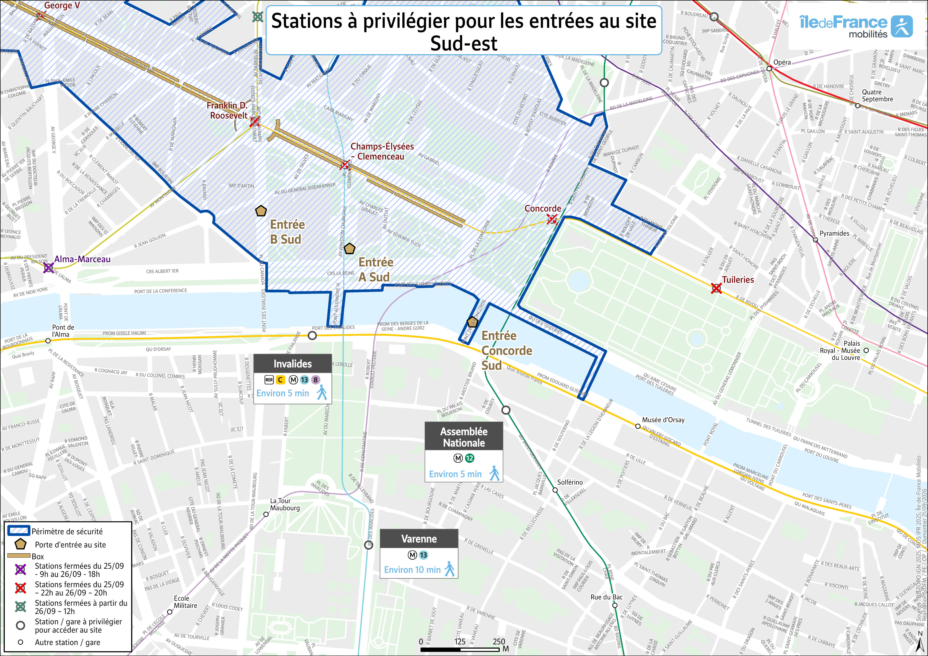 South-East access: recommended stations to access the mass