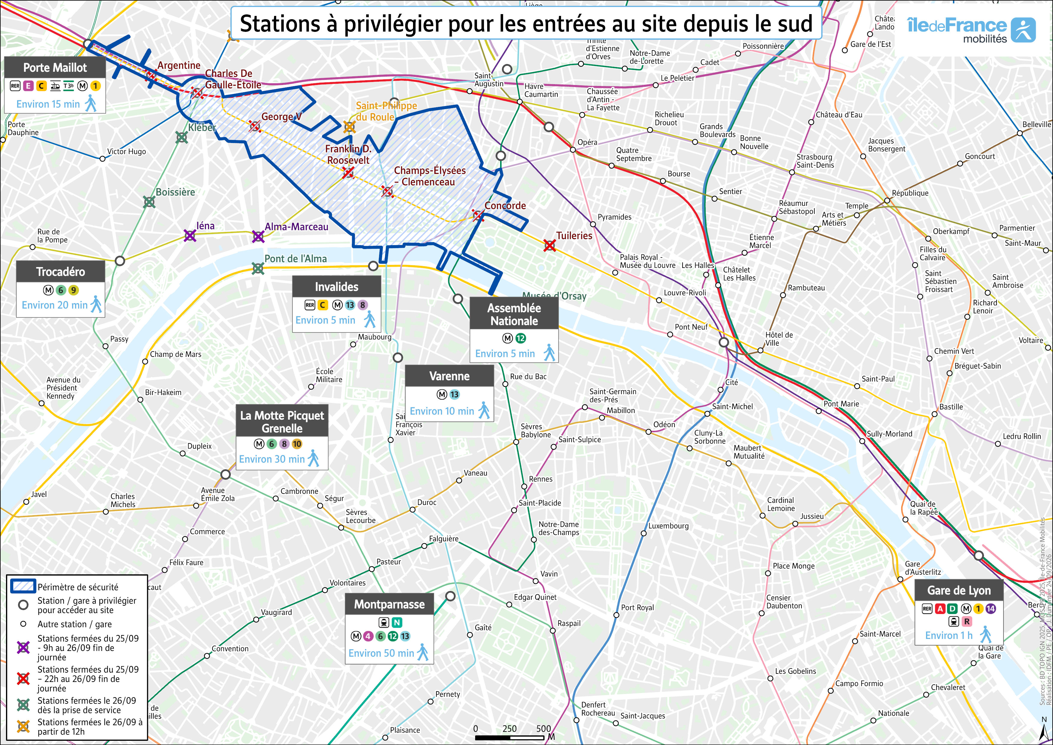 Accès Sud : stations conseillées pour accéder à la messe