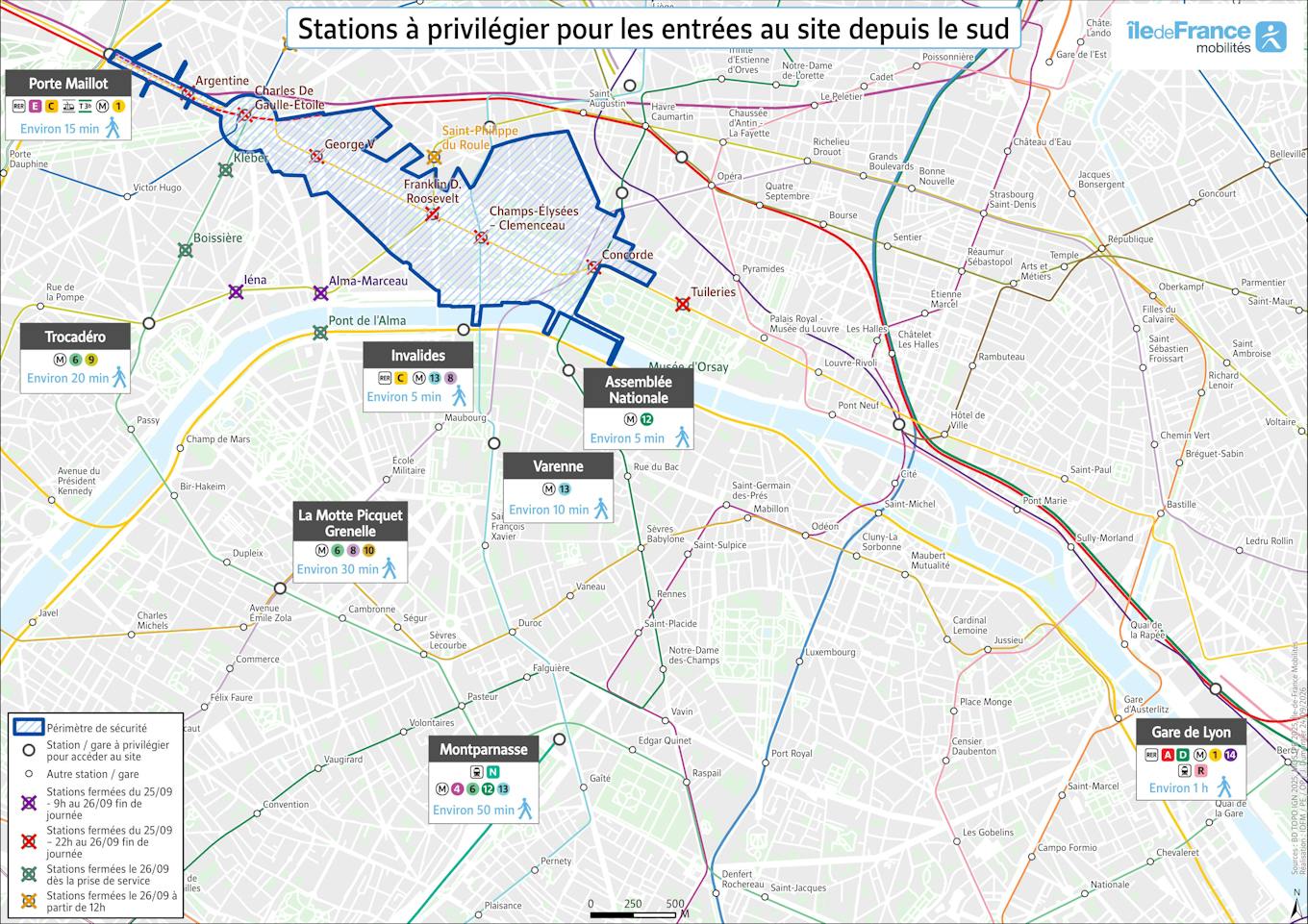 Accès Sud : stations conseillées pour accéder à la messe